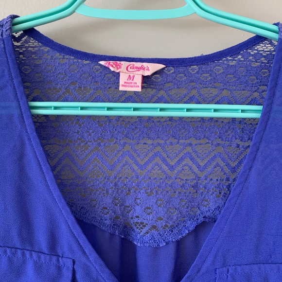 Candies Roll-Tab Shirt Blue - Picture 2 of 4